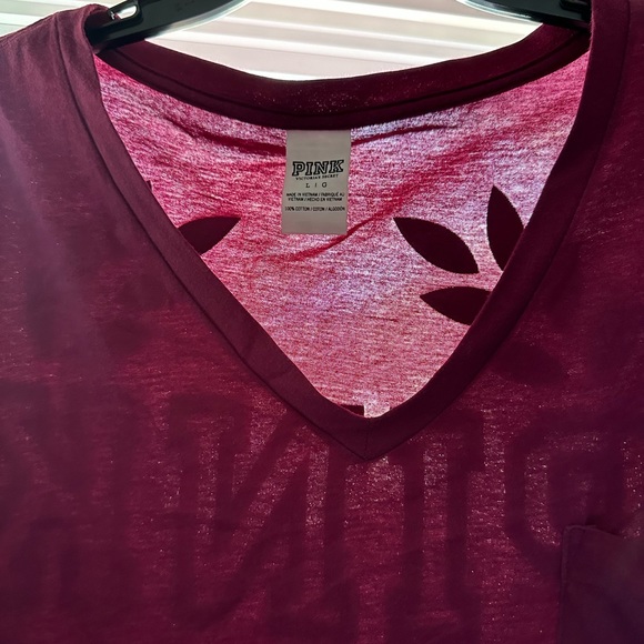Pink v neck campus t shirt - Picture 7 of 8
